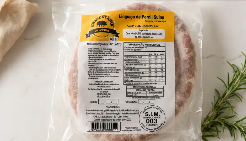 Embalagem da Linguiça Artesanal Oliveira